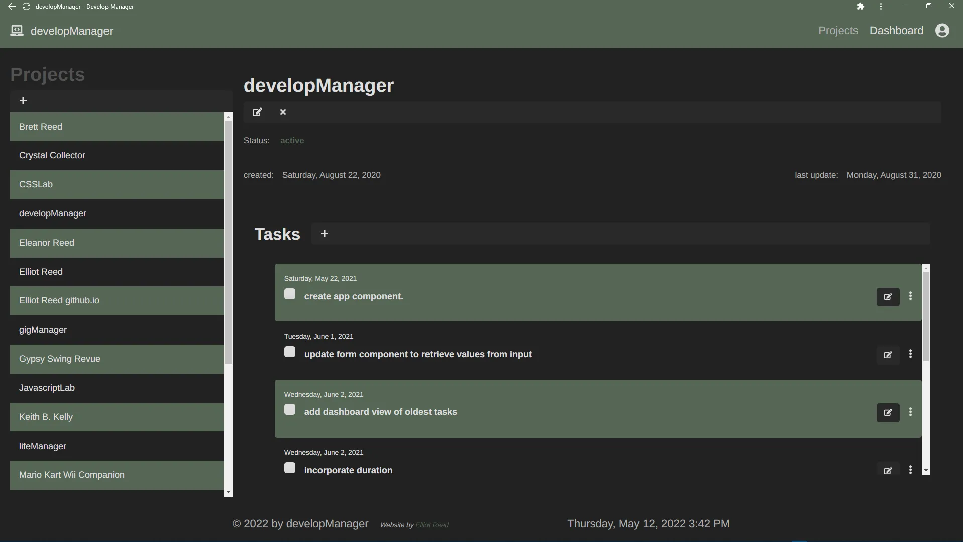 Develop manager landing page.