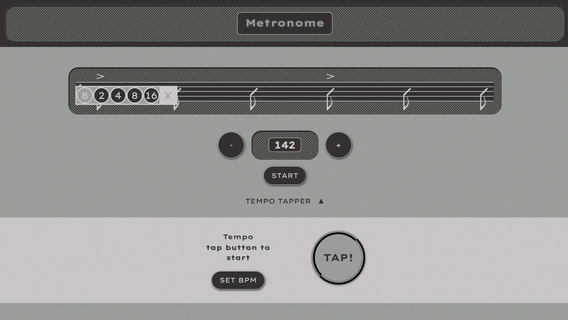 Metronome site with staff and notes.